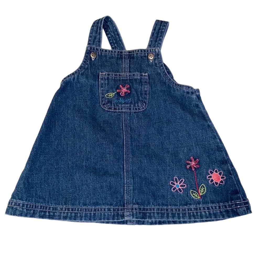 Oshkosh B’Gosh Baby Denim Jumper Dress Infant 3-6 months Floral Genuine Article